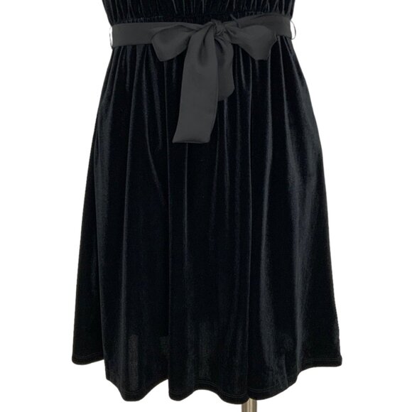 Draper James RSVP Velvet Bow Back Dress XS Black Sleeveless Belted Mini Kohls - Picture 6 of 12
